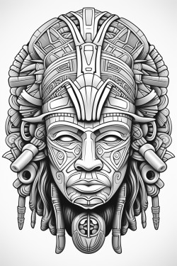 african mask with a lot of details