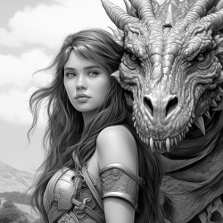 dragon with woman rider