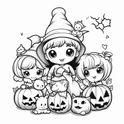 cute but spooky halloween line art images bold even complete lines no grayscale white background