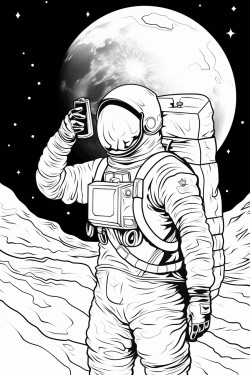 astronaut taking a picture by a planet