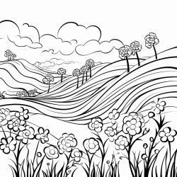 flower field swaying in the wind