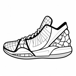 a basketball shoe with a soccer ball pattern and a black and white color scheme