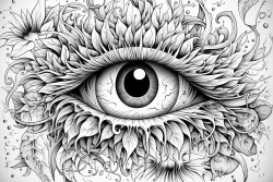 mystical eyeball with cool colors and shapes