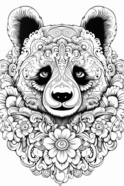 intricate panda face portrait