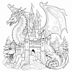 coloring dragon forest castle