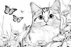 a playful cat chasing butterflies 0 