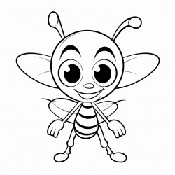 a cute baby ant for a coloring book in a cartoon style