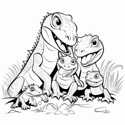 bearded dragon family eating worms