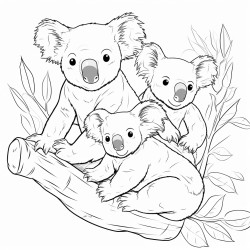 family cubs of koala