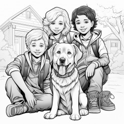 kids and dog
