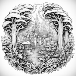 forest with complex mandala art