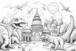 dinosaurioscastle on the moon kids playing around
