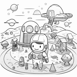 a kawaii astronaut training camp with obstacle courses and simulations