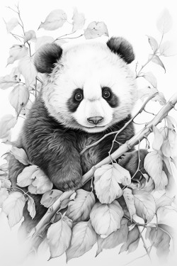 panda mange des feuille sur une branche darbre