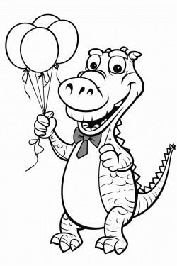a dancing alligator holding balloons with a dancing zebra