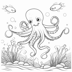 octopus and fish swimming in the mediterranean