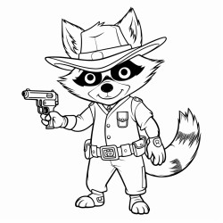 cowboy raccoon with side shooter and words live fast die last kleurplaat