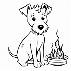 a short haired fox terrier with short tail sitting by fire