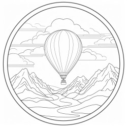 window view air baloon going up night theme nature in background mountains