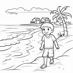 halaman mewarnai dari pantai pasir hitam di 