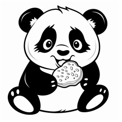 panda face closeup eating a cookie