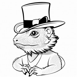 a bearded dragon wearing a tophat