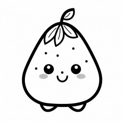 kawaii pear with bold lines
