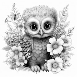 baby elephant baby owl in sunflower and roses
