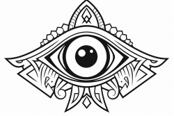 mystical eyeball with cool colors and shapes