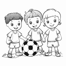 two little boys and two little girls playing soccer