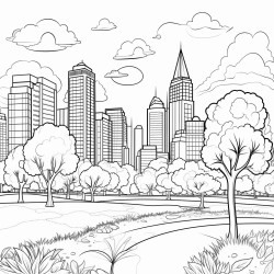 city with sky scrapers and a park