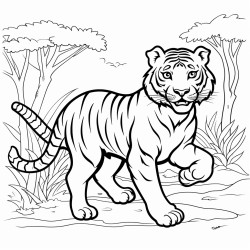 tiger walking through jungle