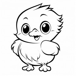 cute and fluffy baby chick with soft feathers and a tiny beak and a happy expression