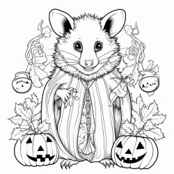an opossum wearing a halloween costume