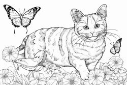 a playful cat chasing butterflies 0