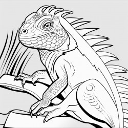 simple iguana coloring book page with black and bold lines