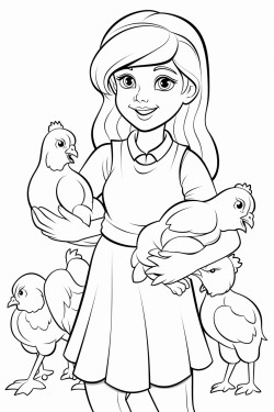 girl with chickens