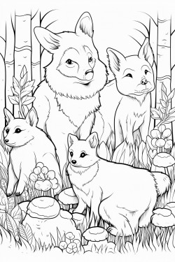 tyvrins in the forest deer fox bear hare