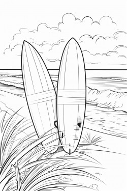 surfboards and surfing at the beach