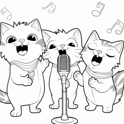 3 cute cats singing in karaoke room