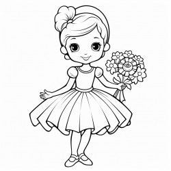 ballerina holding a bouquet of flowers
