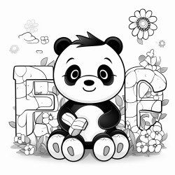 elonie in block letters with flowers and pandas