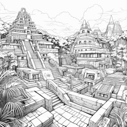futuristic aztec city in the jungle