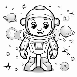 a friendly robot exploring a planet filled with crystals
