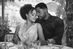 please generate an african american couple on a date