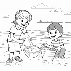 children playing at the beach