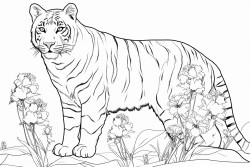 big cat with flowers