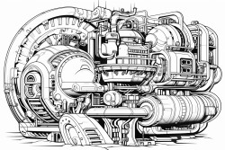space design depicting an industrial machine planet