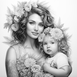 mother with a baby girl and toddler girl