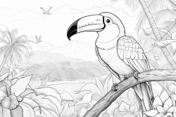 costa rica with a toucan a sloth and the arenal volcano